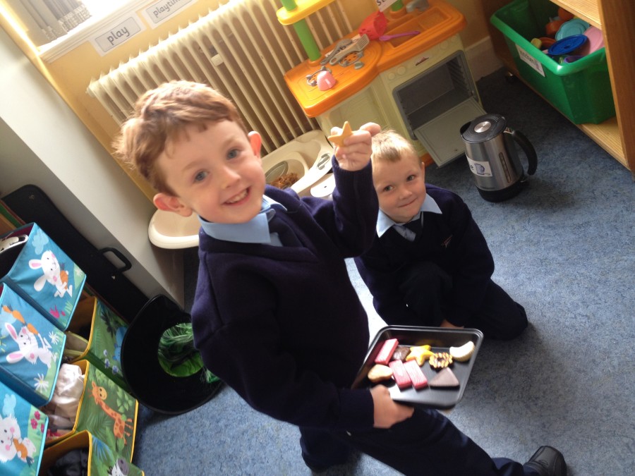 Killian and Luke cooking in the Home Corner!