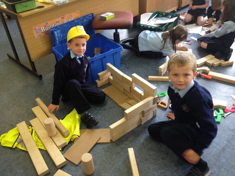 Sheagh and Seán are hard at work in the Building Area.