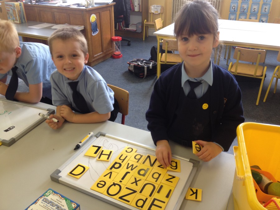 Claire and Przemyslaw are happily working in the School Area.