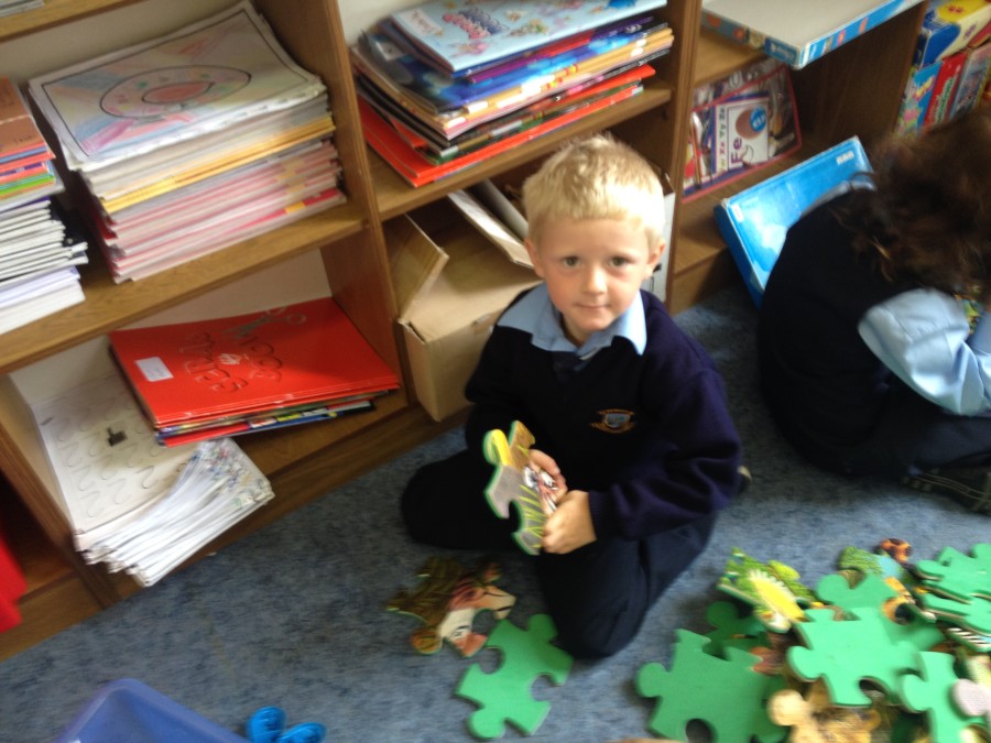 Eoghan works with floor jigsaws in the Jigsaw Area!
