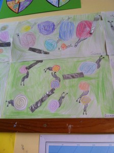 In Art we created curly, swirly snails