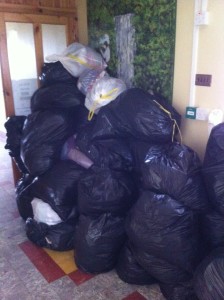 Just some of the bags brought in for our clothing collection