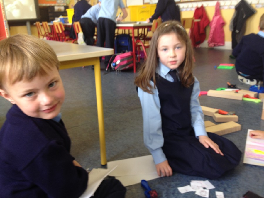 Cara and Eoghan are making some Art in the Creative Area