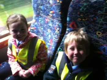 Aoife and Mikey on the bus